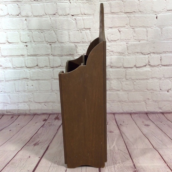 Vintage Hand Crafted Hand Painted Blue Floral Wood Wall or Tabletop Organizer - Picture 8 of 15